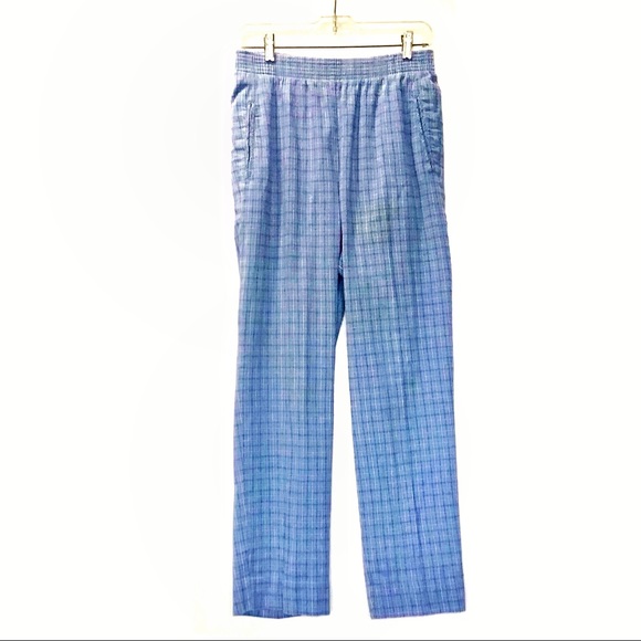 elastic waist plaid pants